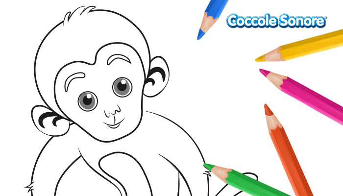 Scimmietta, disegni da colorare, Coccole Sonore