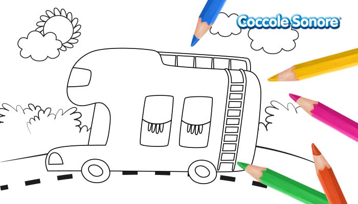 Camper, disegni da colorare per l'estate, Coccole Sonore