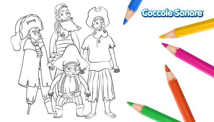 Pirati, disegni da colorare, Coccole Sonore