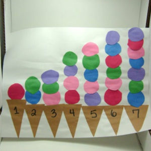 Giochi Montessori per imparare i numeri, coni gelato numerati