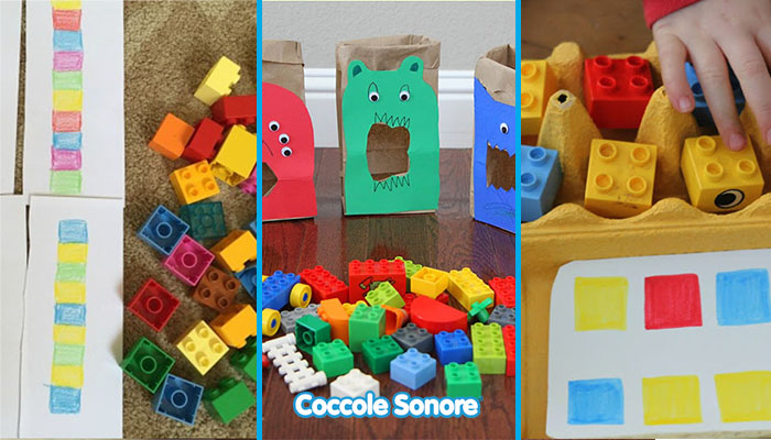 giochi Montessori per imparare i colori con i Lego, Coccole Sonore