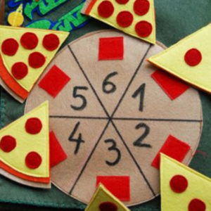 Giochi Montessori per imparare i numeri, pizza a spicchi numerati